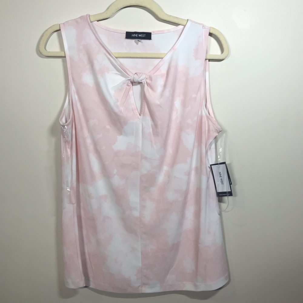 NINE WEST Sleeveless Top with Knotted Neckline, M